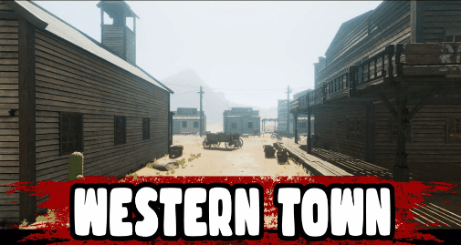 A western town with an old west theme.