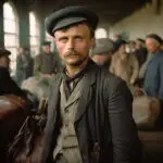 Polish immigrant comes to the U.S. in 1900. He looks at camera.